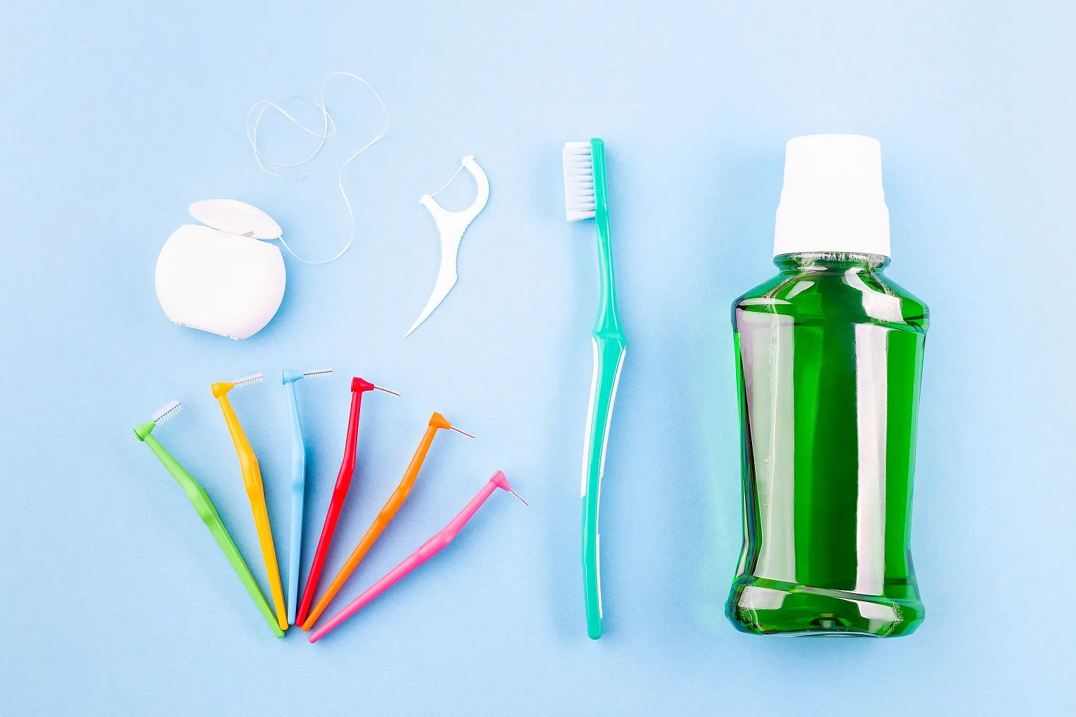 Dental floss, toothbrush, and other items